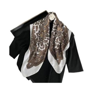 Imagem de Lenço Quadrado De Algodão Com Estampa Paisley 70X70cm Para Mulheres, D