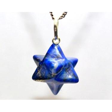 Imagem de Colar Merkabah Pedra Lapis Lazuli Montagem Pino Prata 950 - Cristaisde