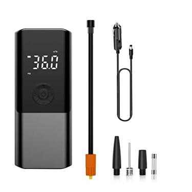 Imagem de Bomba de Ar Portátil para Carro 150PSI Inflador Elétrico com Fio Pneus Iluminação LED Função Inteligente Desligamento Automático Display Digital Múltiplos Modos Inflação Saída USB Ventilador Resfriame