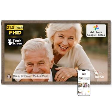 Imagem de NexFoto Porta-Retratos Digital Grande Com Tela Sensível Ao Toque De 21,5" E 64 Gb, Fhd Wi-Fi, Sincroniza O Google Fotos, Modo Presente, Fácil Compartilhar Fotos/Vídeos/Usb/Micro Sd, Presentes Para A