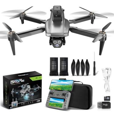 Imagem de Drone 4K Profissional, Câmera Dupla, Controle com Tela 4.5”, Evitação de Obstáculos 360°, Motor Sem Escova, Dobrável, 2 Baterias, Para Filmagem Aérea