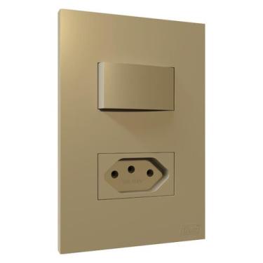 Imagem de Cj Tomada 10A 20A Interruptor Simples Paralelo Conjunto 4x2 Blux Recta