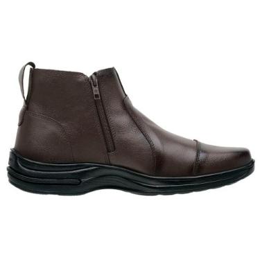 Imagem de Botina Masculina Comfort Couro Zebu Bota Macia Zíper Lateral - SLZ, Ca
