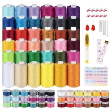 Imagem de ilauke 72 peças de linha de costura 700 metros, 36 cores bobinas pré-enroladas para costura, fios de máquina de costura de poliéster para Brother Singer Janome com suprimentos de costura