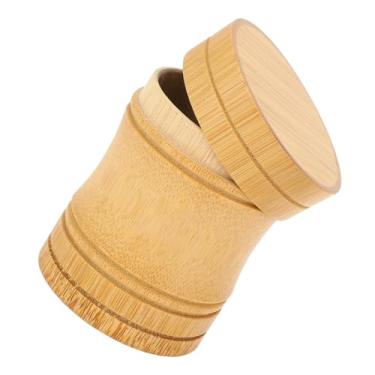 Imagem de Jarra de chá bambu portátil e leve porta-jarra recipiente com tampa ecológico para grãos café nozes especiarias fácil li