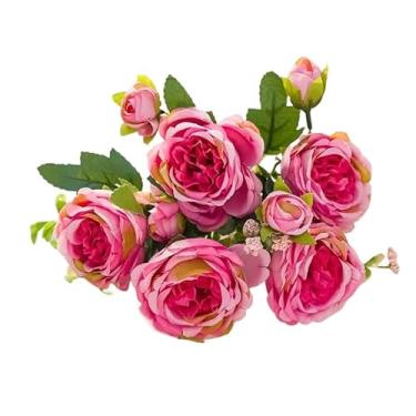 Imagem de Rosas Artificiais Decorativas para Casa, Flores Artificiais Realistas para Arranjos, Vasos e Decoração de Ambientes(Pink)