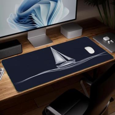 Imagem de Tapete de mesa de couro para veleiro, mouse pad de arte colorida grande teclado de computador para jogos, protetor e capa de mesa, protetor e capa decorativa de couro PU para laptop, decoração de casa