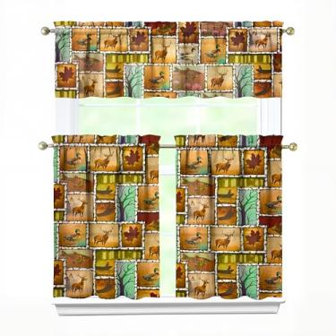 Imagem de Tapesb Conjunto de 3 peças de cortina de cozinha de fazenda rural engraçado cortinas de janela pequenas sobre a pia essenciais para decoração de cozinha, quarto, lavanderia, 69,8 x 91,4 cm