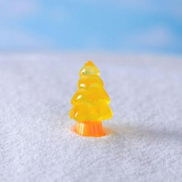 Imagem de Acessórios DIY Snowscape 10 pçs/conjunto de resina fácil de usar mini enfeites de Natal noctilucentes desenho animado bonito árvore Xams (amarelo)