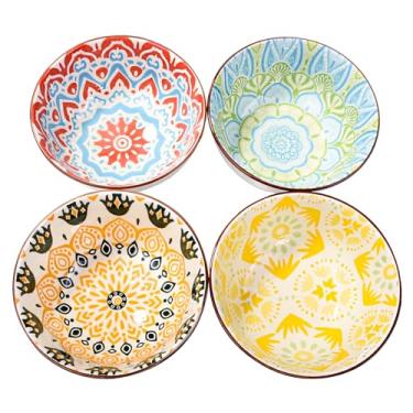 Imagem de BOSILI Conjunto de 4 tigelas de arroz de cerâmica, estilo minimalista, porcelana, para acompanhamentos, arroz, aveia, sopa, frutas, micro-ondas e lava-louças