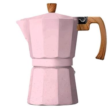 Imagem de Cafeteira Italiana Alça Cabo Madeira 6 Xicaras Café Espresso Moka Marmol (ROSA)