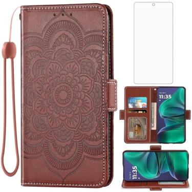 Imagem de Asuwish Capa de telefone para Motorola Moto G Stylus 5G 2025 capa carteira com protetor de tela de vidro temperado e couro PU flip porta-cartão de crédito acessórios para celular GStylus G5 XT2517-1