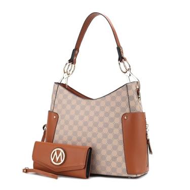 Imagem de Conjunto de bolsa de ombro e carteira Hobo laranja MKF Collection, Penelope Cognac Brown, Large