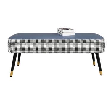 Imagem de Bancos estofados modernos para quarto, sala de estar, apoio para os pés, com pernas de metal, para entrada, sala de jantar, quarto, final da cama, decoração (azul)