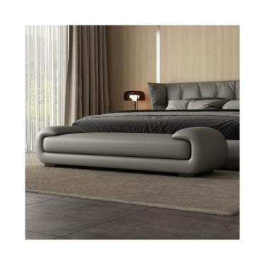 Imagem de Banqueta de cama moderna para quarto banquinho longo para sofá master sala de estar cama banco de cabeceira banco de sapato banco de cama banco de sofá decorativo (cinza, médio)