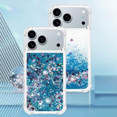 Imagem de Capa transparente com glitter e areia movediça líquida para iPhone 17 Air 16 PM 15 14 Plus 13 12 11 Pro Max 16e, capa protetora antirreflexo, YB, LS, L08, para iPhone 16 Pro