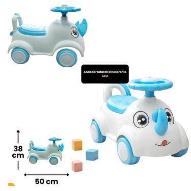 Imagem de Andador Bebê Rinoceronte Azul Seguro com Rodas - UNIART