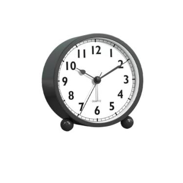 Imagem de Despertador analógico para quarto, relógio pequeno com luz noturna, operado por bateria, para sala de estar, quartos, relógio de mesa (preto, 8 cm)
