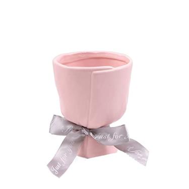 Imagem de Vaso nórdico moderno para decoração de casa, vaso de flores de cerâmica, decoração de quarto, arranjo de flores, mesa criativa em forma de buquê, centros de mesa (rosa)