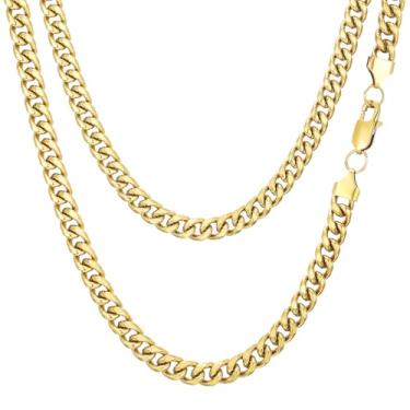 Imagem de Colar de corrente de elos cubanos para homens e mulheres, banhado a ouro, prata, preto, aço inoxidável, grosso, colar hip hop, 3 mm/4 mm/5 mm/6 mm/7 mm/8 mm de largura, 45 a 66 cm, joias duráveis