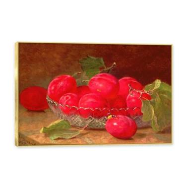 Imagem de Moldura dourada. Arte vintage emoldurada de frutas mortas, pintura clássica de cozinha country, decoração de parede de casa de fazenda quente para sala de jantar e cozinha. C08. 50 x 75 cm-19,7 x 29,6