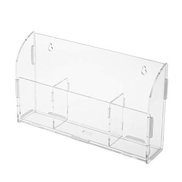 Imagem de Caixa de Armazenamento para Controle Remoto Acrílico Suporte Celular Container Acessórios Montado na Parede com 3 Gaiolas Buraco Cabo Carregamento Ambientalmente Amigável -proof Casa e Escritório