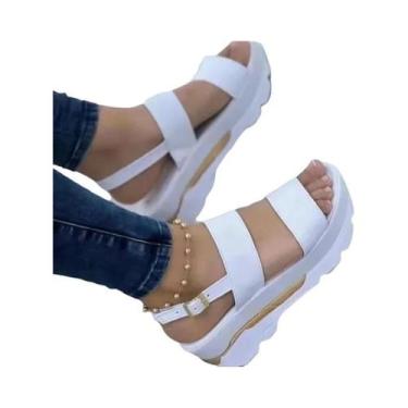 Imagem de Sandálias Femininas De Plataforma Baixa Com Salto Wedge Moda De Verão 