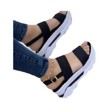 Imagem de Sandálias Femininas De Plataforma Baixa Com Salto Wedge Moda De Verão 