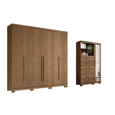 Imagem de Quarto Completo Modu 2 Peças (1GuardaRoupa+1Cômoda) QC372 Jatobá - Santos Andirá