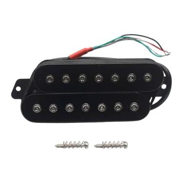 Imagem de KiBcsLic Captador Humbucker de 7 cordas pré-cabeado com saída de 4 fios, parafusos e mola, baixo ruído, profissional, com trastes em leque, Preto Prata 50mm