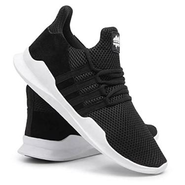 Imagem de Tenis Caminhada Corrida Leve Macio Confortável Academia Fitness - Preto+branco - 38