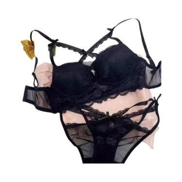 Imagem de Conjunto De Sutiã De Renda Roxa Kawaii Com Coração, Bralette Push Up, 
