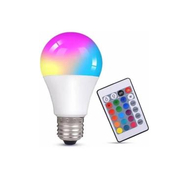 Imagem de Lâmpada Led Rgb, E27 Com Cores Mutáveis E Controle Remoto