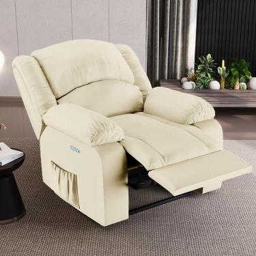 Imagem de Poltrona do Papai Reclinável Sala de Cinema Madrid Elétrica Touch Massagem USB PU Bege  G23