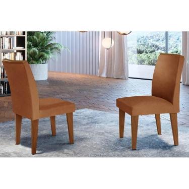 Imagem de Cadeira Sala De Jantar Lunara Kit 2 Un Imbuia-veludo Creme Rufato
