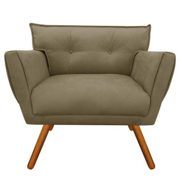 Imagem de Poltrona Anitta Suede Pés Palito Castanho D'Rossi Marrom Rato