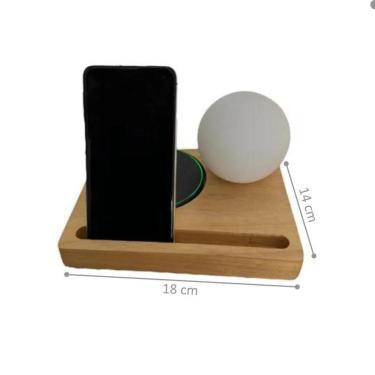 Imagem de Luminária Com Globo Vidro De Mesa Manaus Madeira Natural