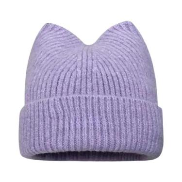 Imagem de Gorro Feminino De Lã Quente Com Orelhas De Gato, Estilo Coreano, Para 