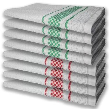 Imagem de 8 Panos De Prato Atoalhado Felpudo Premium 4 Vermelho 4 Verde