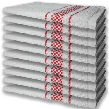 Imagem de 10 Panos De Prato Atoalhado Felpudo Premium Vermelho