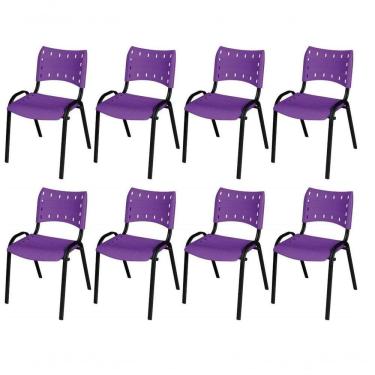 Imagem de Cadeira Iso Base Preto Igreja, Escola, Escritório - Violeta Kit 8 Peças