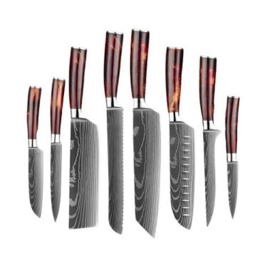 Imagem de Conjunto De Facas De Cozinha Em Aço Inoxidável 7Cr17Mov Ultra Afiadas 