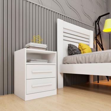 Imagem de Mesa de Cabeceira Barcelona MDP com 2 Gavetas e Puxadores MDF Tcil