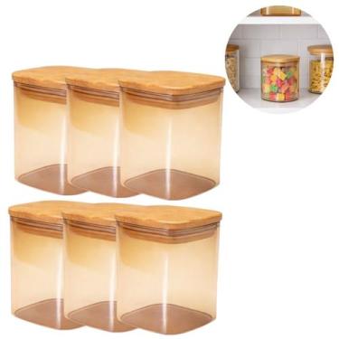 Imagem de 5 Potes de Vidro Âmbar Hermético Pote Utilidades Domésticas Cozinha - 