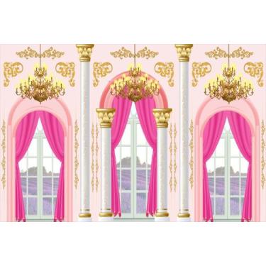 Imagem de Painel de Tecido Sublimado Palácio Realeza Rosa Lustres - Fabrika de F
