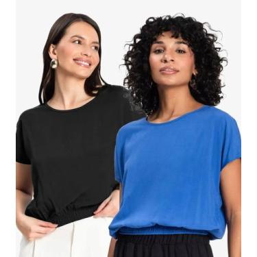 Imagem de Kit 2 Blusas Femininas Manga Curta Infinita Cor Sortidas, GG, Sortido