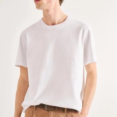 Imagem de Camiseta Manga Curta Hering Super Cotton Masculina 0227, Branco, M
