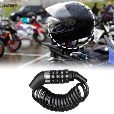 Imagem de Cadeado Antifurto De 4 Dígitos Para Capacete De Moto E Bicicleta, Cabo