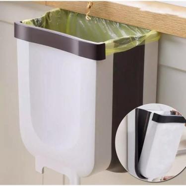 Imagem de Lixeira Dobrável Armazena Cozinha Cesto Recipiente Suporte Bacia Saco 