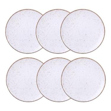 Imagem de Jogo de Pratos Rasos Grande Rústico 6 Peças 28cm Porcelana Decorada Tr